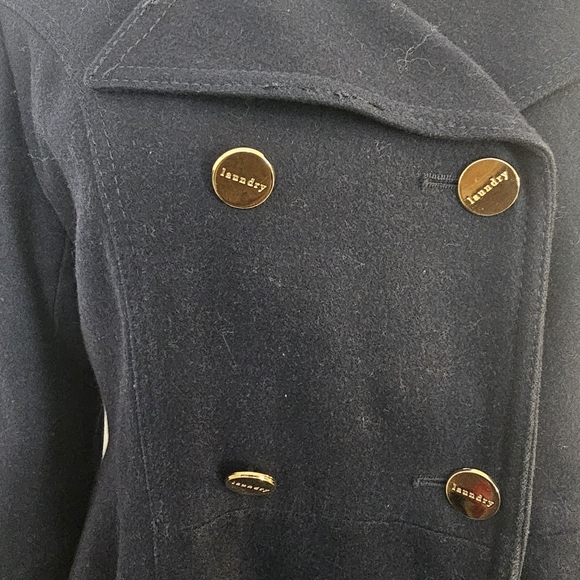 Laundry By Shelli Segal Double Breasted Wool Blend Peplum Coat Navy Blue Sz XL - Picture 4 of 9